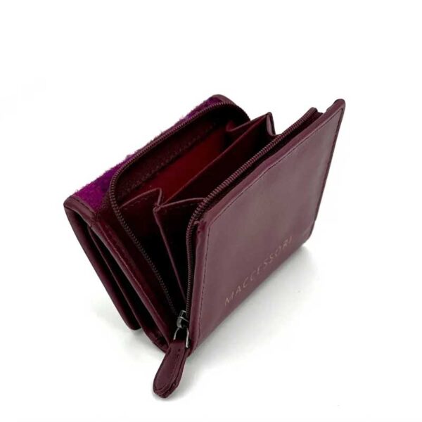 Harris Tweed Trifold Geldbörse, Lila-Karo