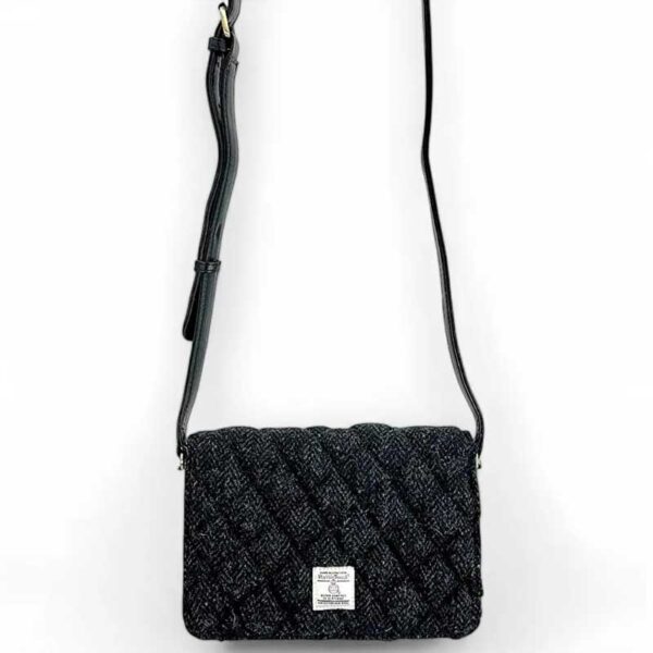 Harris Tweed Stepp-Schultertasche in Anthrazit