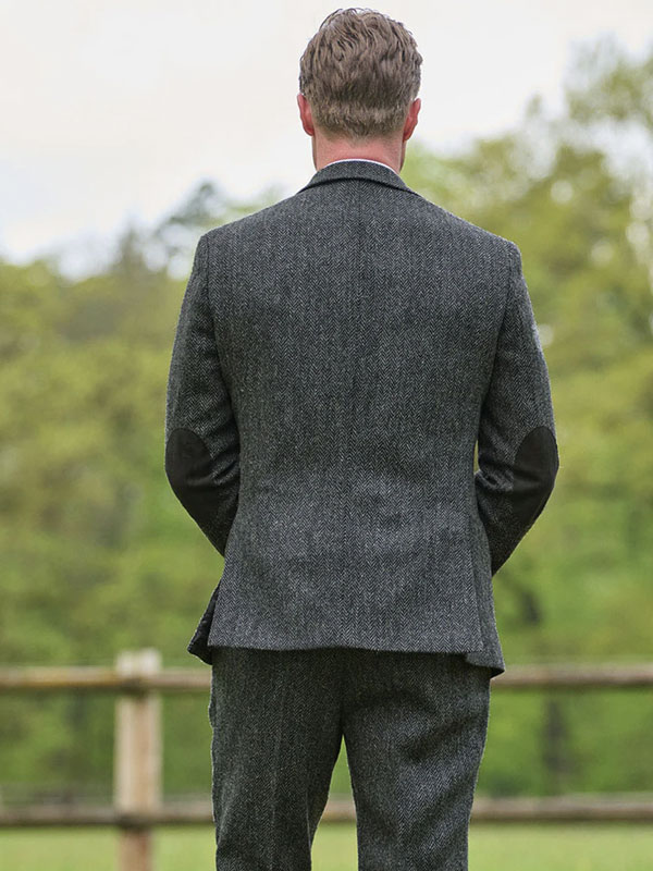 Harris Tweed Sakko ''London'' In Anthra Herringbone