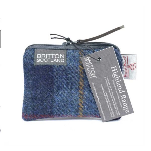 Harris Tweed Highland Kartenhandtasche, marineblau kariert