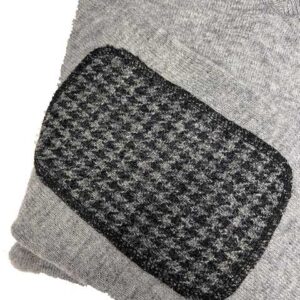 Herren Strickpullover ''Jack'' In Cloud Grey Mit Harris Tweed Applikationen