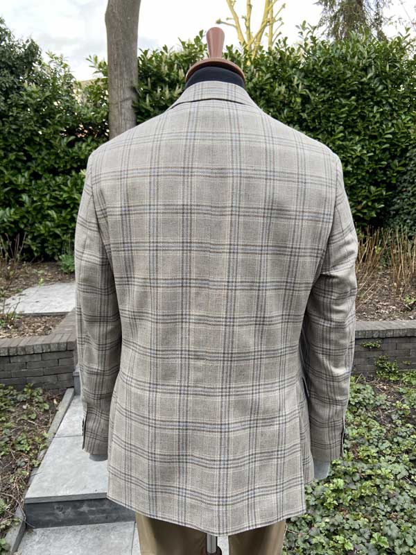 Wellington Seiden Sommer Sakko Beige Glen Check