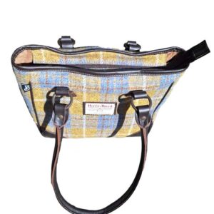 Harris Tweed Shire Henkeltasche – Gelb-Blau Kariert