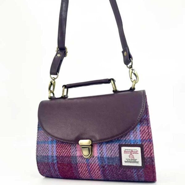 Mini-Tagestasche aus Harris Tweed in Pastellrosa
