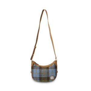 Harris Tweed Schultertasche, Modell Ellon, Islander, Kastanienblaues Tartanmuster