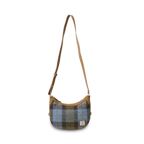 Harris Tweed Schultertasche, Modell Ellon, Islander, Kastanienblaues Tartanmuster
