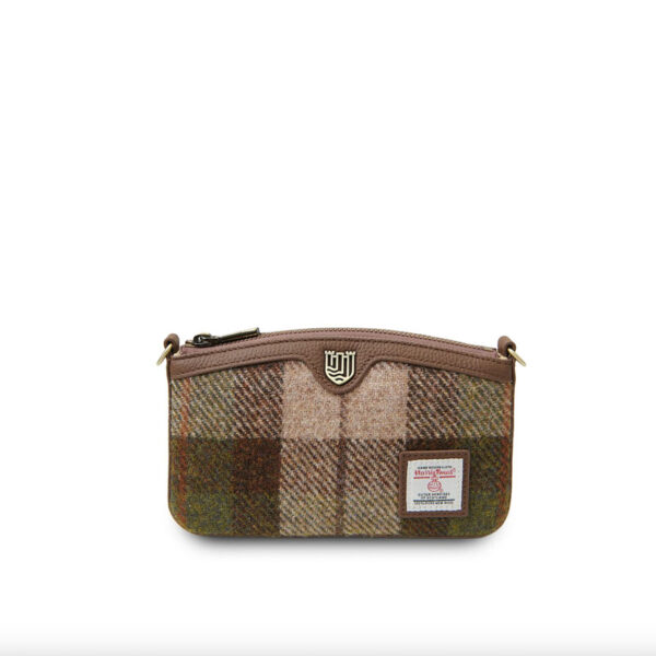 Harris Tweed Schultertasche, The Ailsa, Kastanienbraunes Tartan