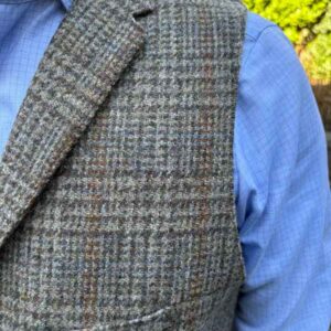 Harris Tweed Weste ''Wales'' In Greystone Overcheck