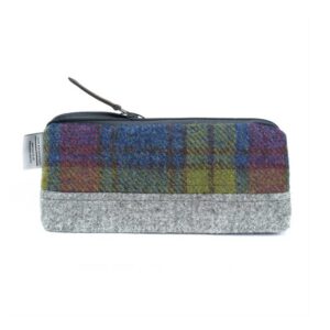 Kosmetiktasche aus Harris Tweed Highland Range, lila-kariert