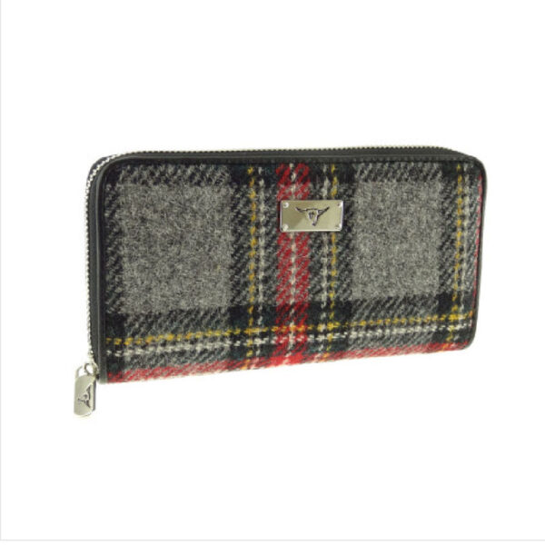 Harris Tweed 'Staffa' Handtasche Grau-Rot Kariert