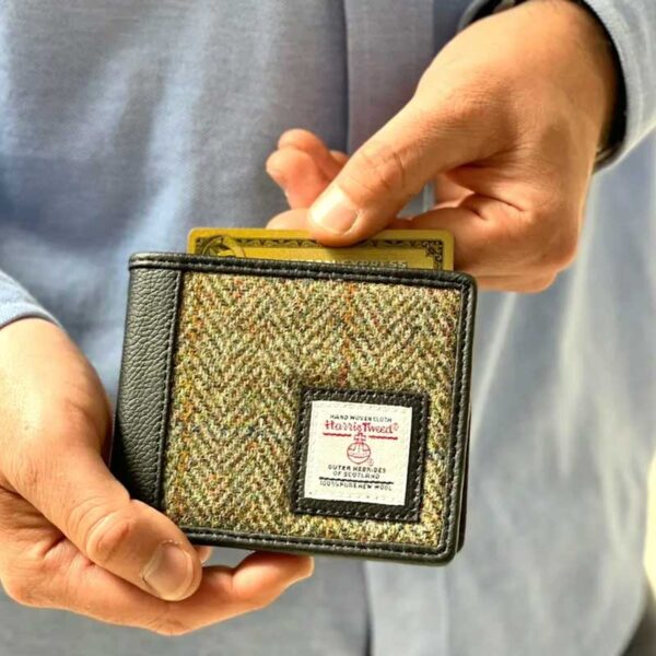 Harris Tweed Bifold Geldbörse in Country Green