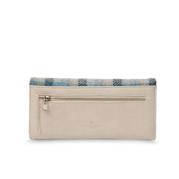 Harris Tweed Geldbörse, The Large Clasp, Marineblau-Beige-Tartan