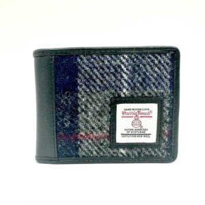 Harris Tweed Bifold Geldbörse in Blau-Karo