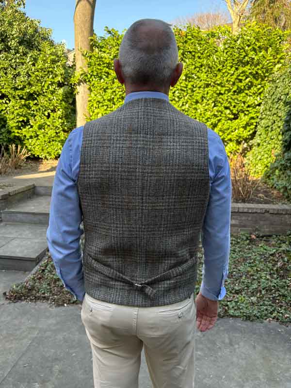 Harris Tweed Weste ''Wales'' In Greystone Overcheck
