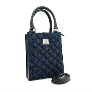 Harris Tweed Stepp-Mini-Tragetasche in Blau
