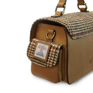 Harris Tweed Crossbody, The Melrose, Beigefarbener Hahnentritt