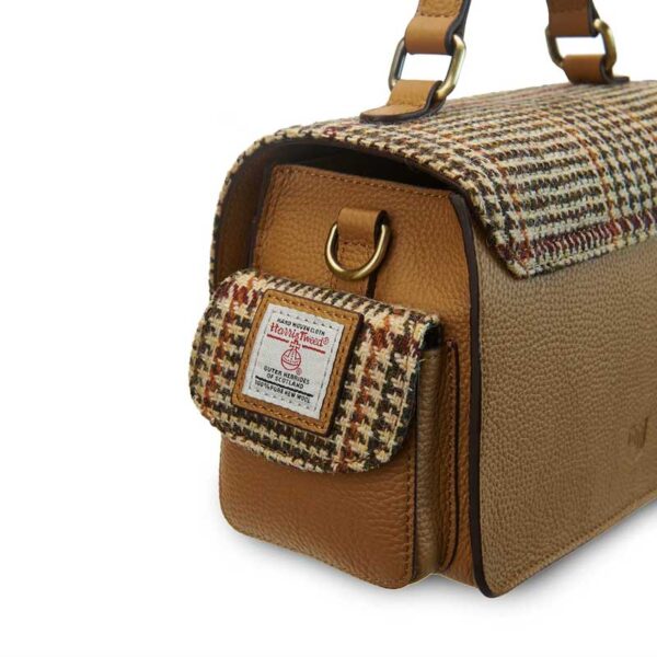 Harris Tweed Crossbody, The Melrose, Beigefarbener Hahnentritt