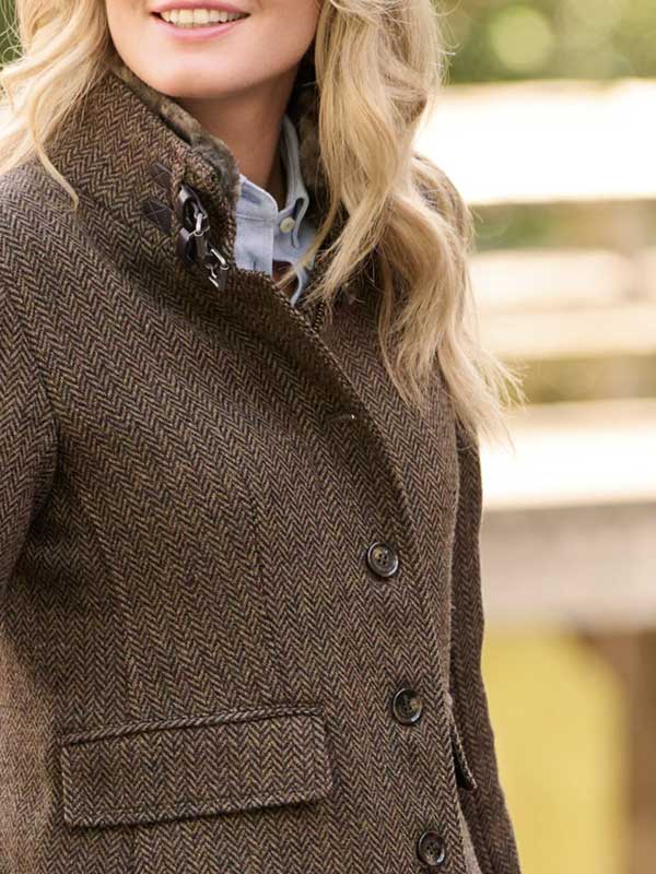 Tweed Mantel Paula Aus Woll-Kaschmir In Green Hill Tweed