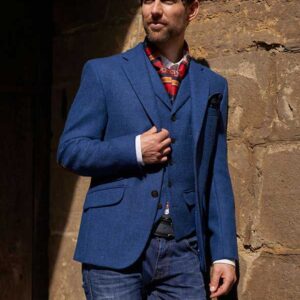 Harris Tweed Sakko ''London'' In Blue Twill