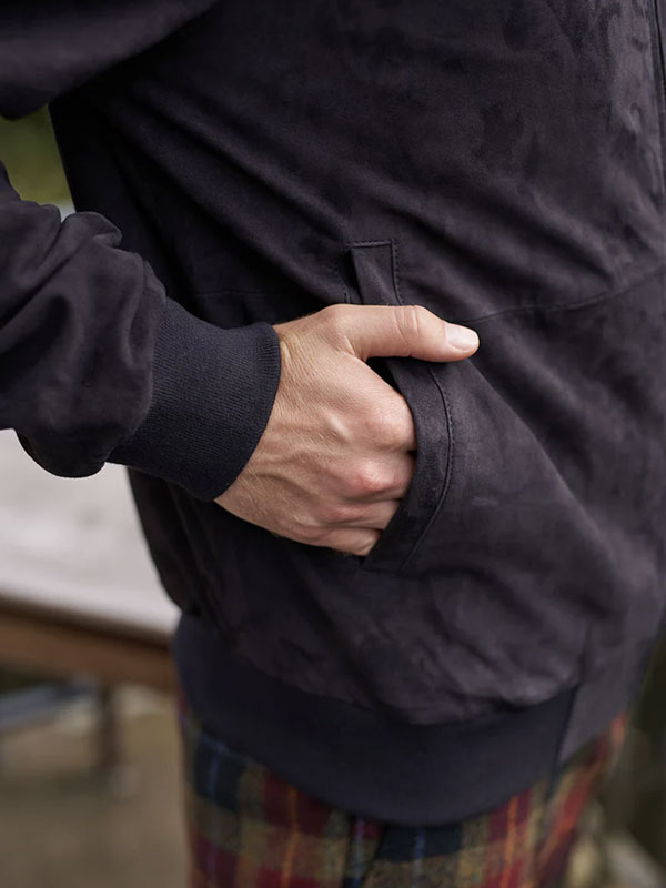 Herren Lederblouson ”Bomber” Aus Ziegenvelours In Navy