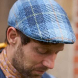 Harris Tweed Mütze "Henry Cap" In Jeans Herringbone