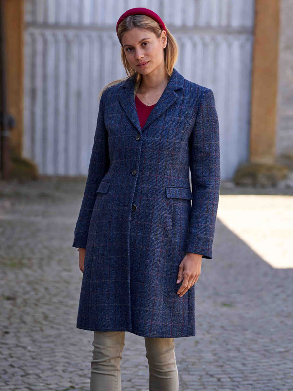 Harris Tweed Damenmantel '' Emilia'' In Scottish Blue