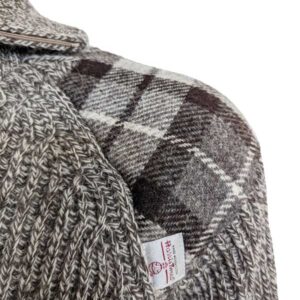 Pullover mit Reißverschluss und Harris-Tweed-Applikationen, Natur