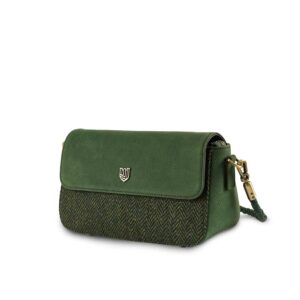 Harris Tweed Clutch, The Caithness, Islander, Dunkelgrünes Fischgrätmuster