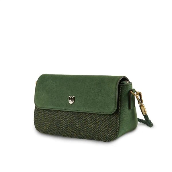 Harris Tweed Clutch, The Caithness, Islander, Dunkelgrünes Fischgrätmuster