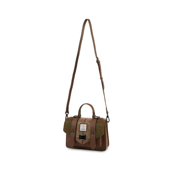 Harris Tweed Clutch, The Leather Mini Satchel, Islander, Chestnut Tartan