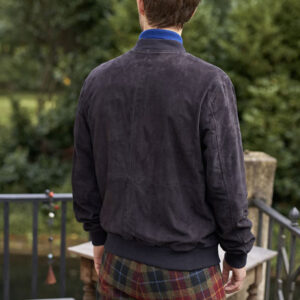 Herren Lederblouson ”Bomber” Aus Ziegenvelours In Navy