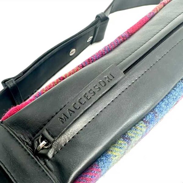 Harris Tweed Umhängetasche in Blau/Rosa Karo