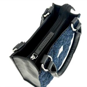 Harris Tweed Stepp-Mini-Tragetasche in Blau
