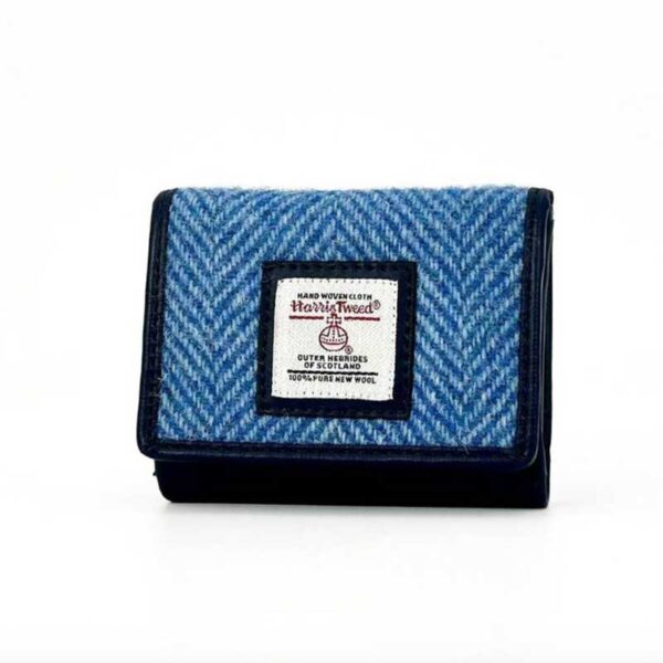 Harris Tweed Trifold Geldbörse, Himmelblau