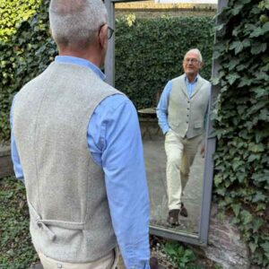 Harris Tweed Weste ''Wales'' In Cream Tweed