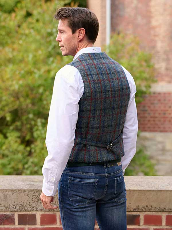 Harris Tweed Weste ''Wales'' In Royal Check