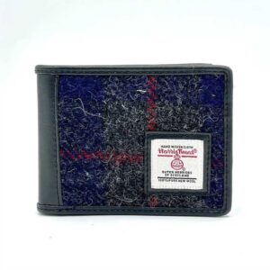 Harris Tweed Bifold Münzgeldbörse in Blau-kariert