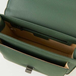 Harris Tweed Clutch, The Leather Medium Satchel, Islander, Dark Green Fischgrätmuster