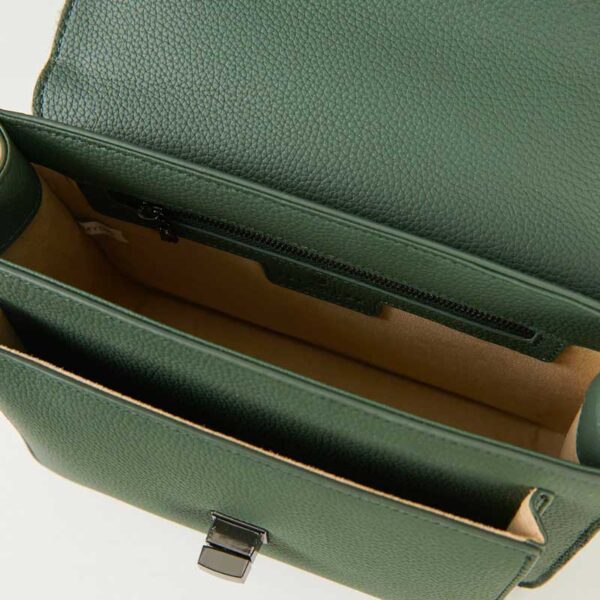 Harris Tweed Clutch, The Leather Medium Satchel, Islander, Dark Green Fischgrätmuster
