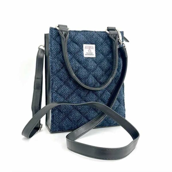 Harris Tweed Stepp-Mini-Tragetasche in Blau