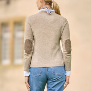 Merino-Weste Mara The Cardigan mit Harris Tweed Details in Taupe