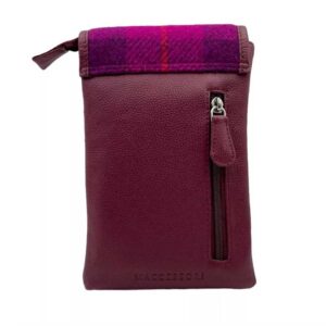 Harris Tweed Mini-Umhängetasche in Lila-Karo