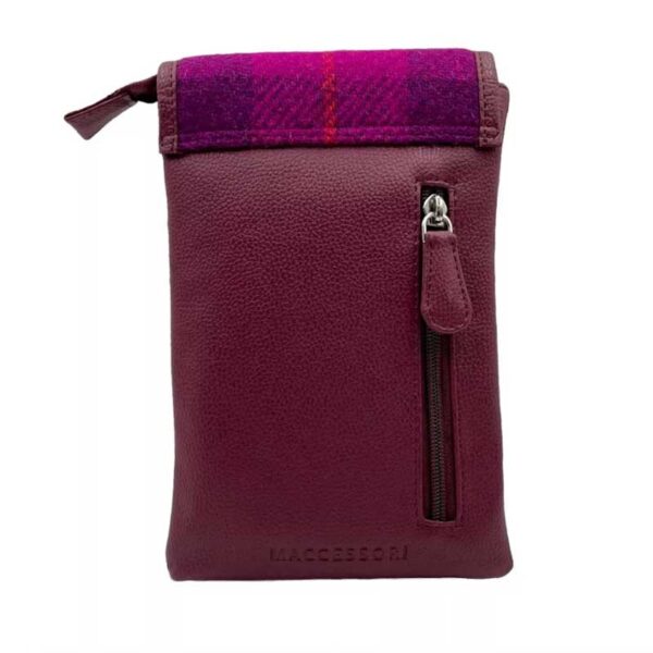 Harris Tweed Mini-Umhängetasche in Lila-Karo