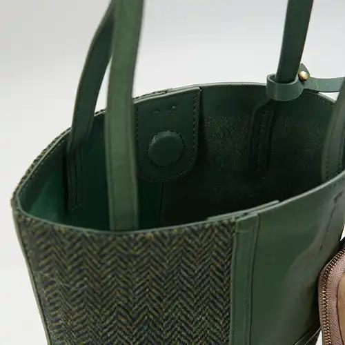 Harris Tweed Clutch, The Orlagh, Islander, Dunkelgrünes Fischgrätmuster