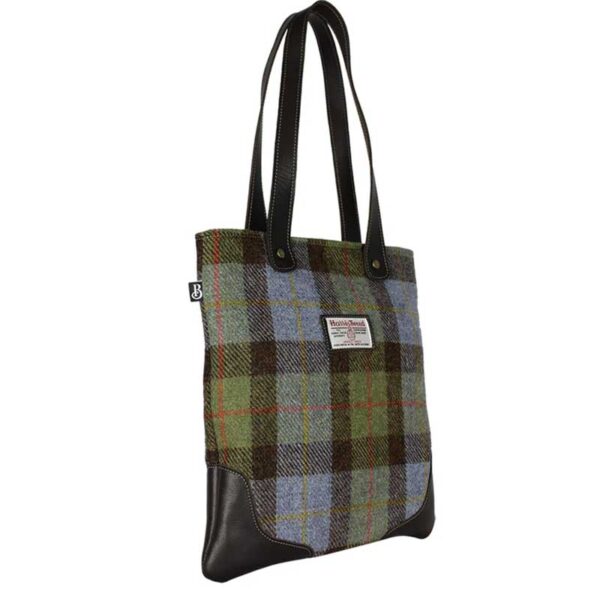 Otley Tote Harris Tweed Handtasche - Grün-Blau Kariert