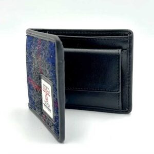 Harris Tweed Bifold Münzgeldbörse in Blau-kariert