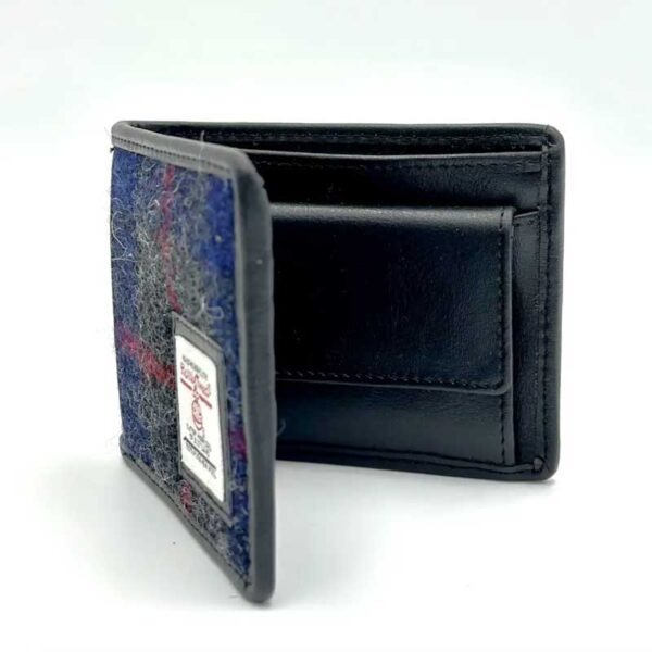 Harris Tweed Bifold Münzgeldbörse in Blau-kariert