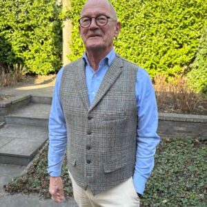 Harris Tweed Weste ''Wales'' In Greystone Overcheck