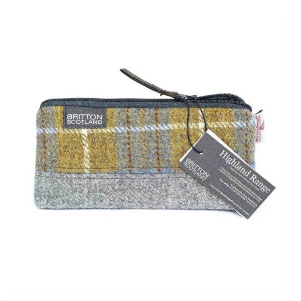 Kosmetiktasche aus Harris Tweed Highland Range, Senfkaro
