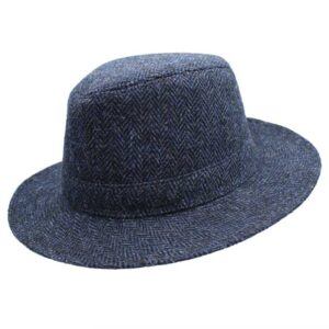 Harris Tweed Hut Blau Fishgrat